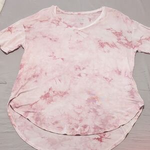 Women's Time and Tru Pink Tie-Dye Tunic Top